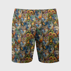 Шорты спортивные мужские Волки паттерн, цвет: 3D-принт
