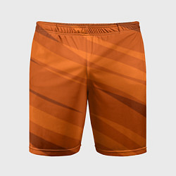 Шорты спортивные мужские Тёмный оранжевый полосами, цвет: 3D-принт