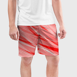 Шорты спортивные мужские Полосатый красно-белый, цвет: 3D-принт — фото 2