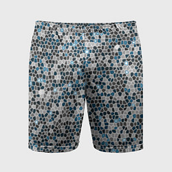 Мужские спортивные шорты Паттерн мозаика серый с голубым