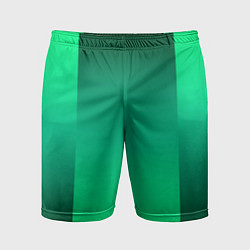 Шорты спортивные мужские Яркий зеленый градиентный комбинированный фон, цвет: 3D-принт