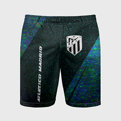 Шорты спортивные мужские Atletico Madrid glitch blue, цвет: 3D-принт