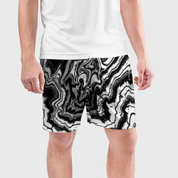 Шорты спортивные мужские Черно-белая абстракция суминагаши, цвет: 3D-принт — фото 2