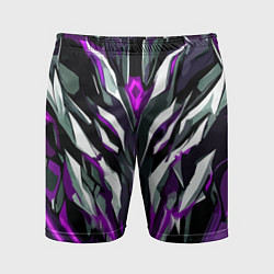Мужские спортивные шорты Хаотичная фиолетово-белая абстракция