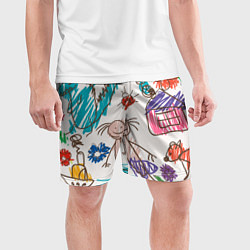 Шорты спортивные мужские Детский принт, цвет: 3D-принт — фото 2