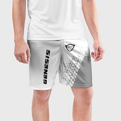 Шорты спортивные мужские Genesis speed на светлом фоне со следами шин верти, цвет: 3D-принт — фото 2