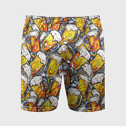 Шорты спортивные мужские Граффити пиво пенное, цвет: 3D-принт