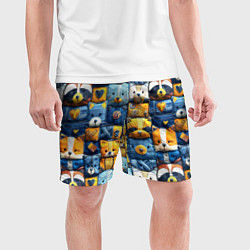 Шорты спортивные мужские Пэчворк с мордашками енотов, цвет: 3D-принт — фото 2