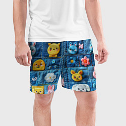 Шорты спортивные мужские Зайчата на пэчворк, цвет: 3D-принт — фото 2