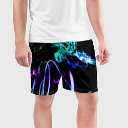 Шорты спортивные мужские Неоновый дым текстура, цвет: 3D-принт — фото 2
