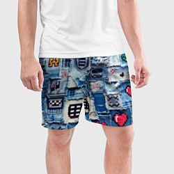 Шорты спортивные мужские Геймерские знаки на пэчворк, цвет: 3D-принт — фото 2