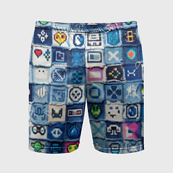Шорты спортивные мужские Пиксельный пэчворк, цвет: 3D-принт