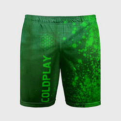 Шорты спортивные мужские Coldplay - green gradient по-вертикали, цвет: 3D-принт