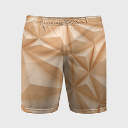 Шорты спортивные мужские Бежевые полигональные фигуры, цвет: 3D-принт