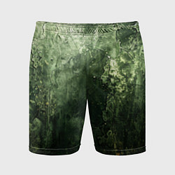 Шорты спортивные мужские Зеленый камуфляж с эффектом старины, цвет: 3D-принт