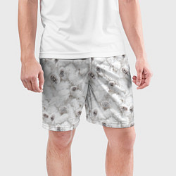 Шорты спортивные мужские Ёлка с шишками в рождественский мороз, цвет: 3D-принт — фото 2