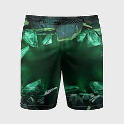 Шорты спортивные мужские Разбитая зеленая текстура из камней и стекла, цвет: 3D-принт
