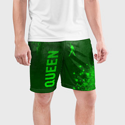 Шорты спортивные мужские Queen - green gradient вертикально, цвет: 3D-принт — фото 2