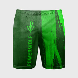Шорты спортивные мужские Powerwolf - green gradient по-вертикали, цвет: 3D-принт