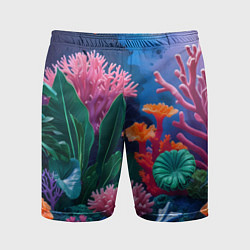 Шорты спортивные мужские Подводные кораллы, цвет: 3D-принт