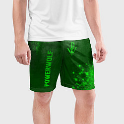 Шорты спортивные мужские Powerwolf - green gradient вертикально, цвет: 3D-принт — фото 2