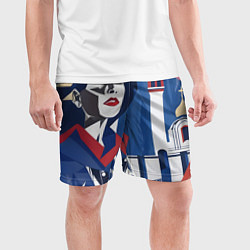 Шорты спортивные мужские Девушка с красным шарфом, цвет: 3D-принт — фото 2