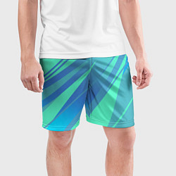 Шорты спортивные мужские Нежный голубой с полосами градиент, цвет: 3D-принт — фото 2