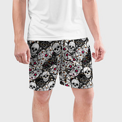 Шорты спортивные мужские Черепа и красные звезды, цвет: 3D-принт — фото 2