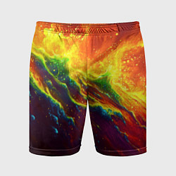 Шорты спортивные мужские Абстрактные волны с огнем, цвет: 3D-принт