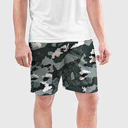 Шорты спортивные мужские Темно зеленый камуфляж, цвет: 3D-принт — фото 2