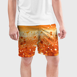 Шорты спортивные мужские Оранжевые блестящие частицы текстура, цвет: 3D-принт — фото 2