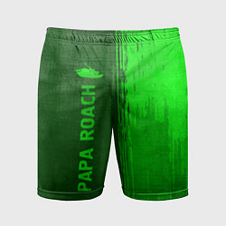 Шорты спортивные мужские Papa Roach - green gradient по-вертикали, цвет: 3D-принт