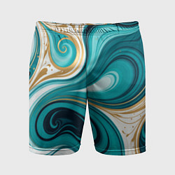 Шорты спортивные мужские Бирюза и золото, цвет: 3D-принт