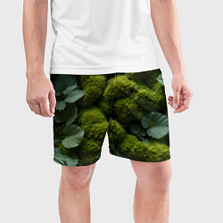 Шорты спортивные мужские Зеленый мох и листья, цвет: 3D-принт — фото 2
