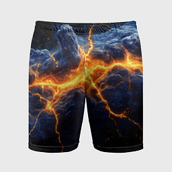 Шорты спортивные мужские Молнии в разбитом небе, цвет: 3D-принт