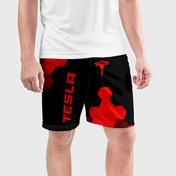 Шорты спортивные мужские Tesla - red gradient вертикально, цвет: 3D-принт — фото 2