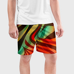 Шорты спортивные мужские Жаркая полосатая абстракция, цвет: 3D-принт — фото 2