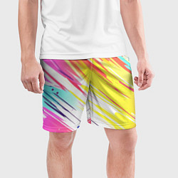 Шорты спортивные мужские Брызги краски на белом фоне, цвет: 3D-принт — фото 2