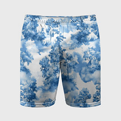 Шорты спортивные мужские Абстрактные деревья и облака- лесной паттерн аквар, цвет: 3D-принт