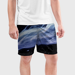 Шорты спортивные мужские Синяя волна в космосе - текстура, цвет: 3D-принт — фото 2