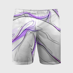 Мужские спортивные шорты Черные и фиолетовые линии на белом
