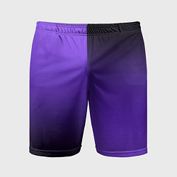 Шорты спортивные мужские Чёрно-сиреневый градиент пополам, цвет: 3D-принт
