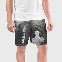 Шорты спортивные мужские Nissan - grey gradient вертикально, цвет: 3D-принт — фото 2