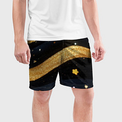 Шорты спортивные мужские Золотые волны текстура, цвет: 3D-принт — фото 2