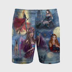 Шорты спортивные мужские Ведьмы и волшебницы, цвет: 3D-принт