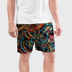 Шорты спортивные мужские Татуировка дракона ирезуми, цвет: 3D-принт — фото 2