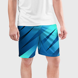 Шорты спортивные мужские Сине-голубой абстрактные полосы, цвет: 3D-принт — фото 2