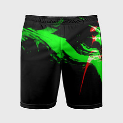 Шорты спортивные мужские Color black green red, цвет: 3D-принт
