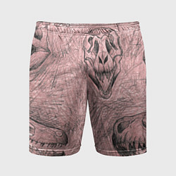 Шорты спортивные мужские Черепа динозавров - эскиз, цвет: 3D-принт
