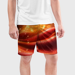 Шорты спортивные мужские Красная волнистая текстура с блеском, цвет: 3D-принт — фото 2